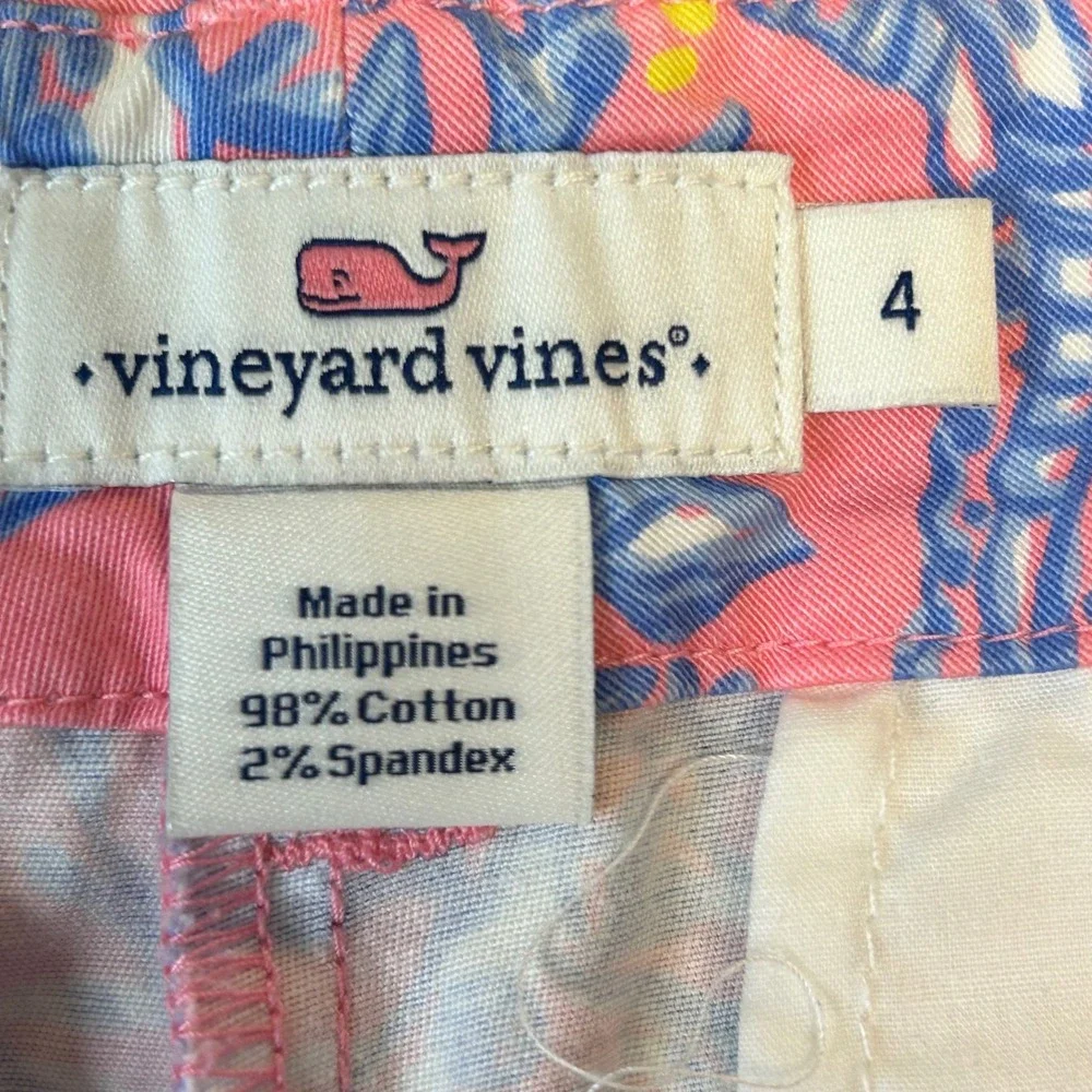 Vineyard Vines Seahorse Shell Coastal Print Shorts Pink Blue Women Size 4‎